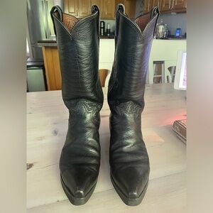 Tony Lama Black Leather Cowboy Work Boots